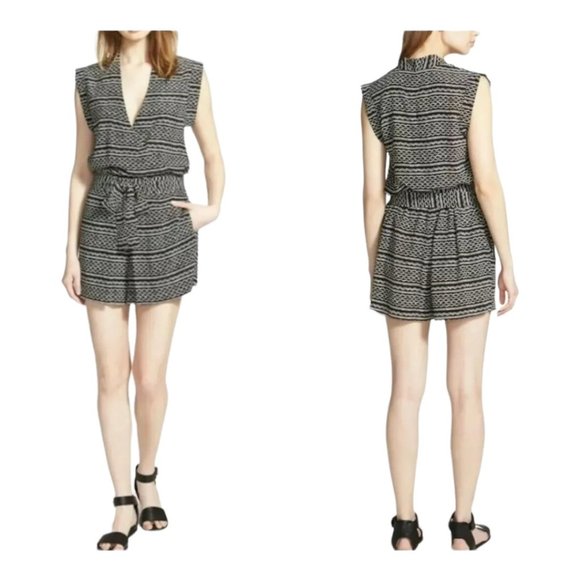 Madewell Pants - Madewell 100% Silk Kimono Romper in Tidalwave Size XS Black White Print